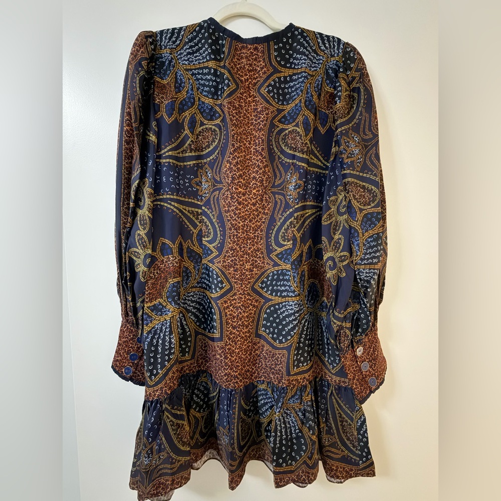 FARM Rio Women's Long Sleeve Dress in Blue and Brown - Picture 3 of 3